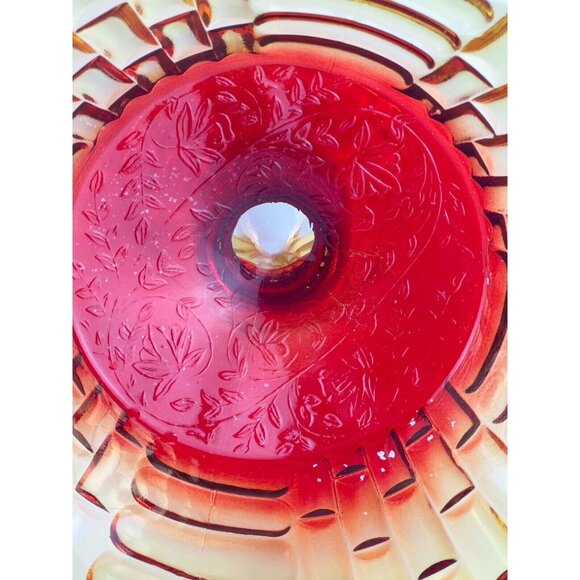 Vintage Amberina Louisa Jeannette Glass Footed Fruit Compote Basket Weave Patter - Picture 6 of 16